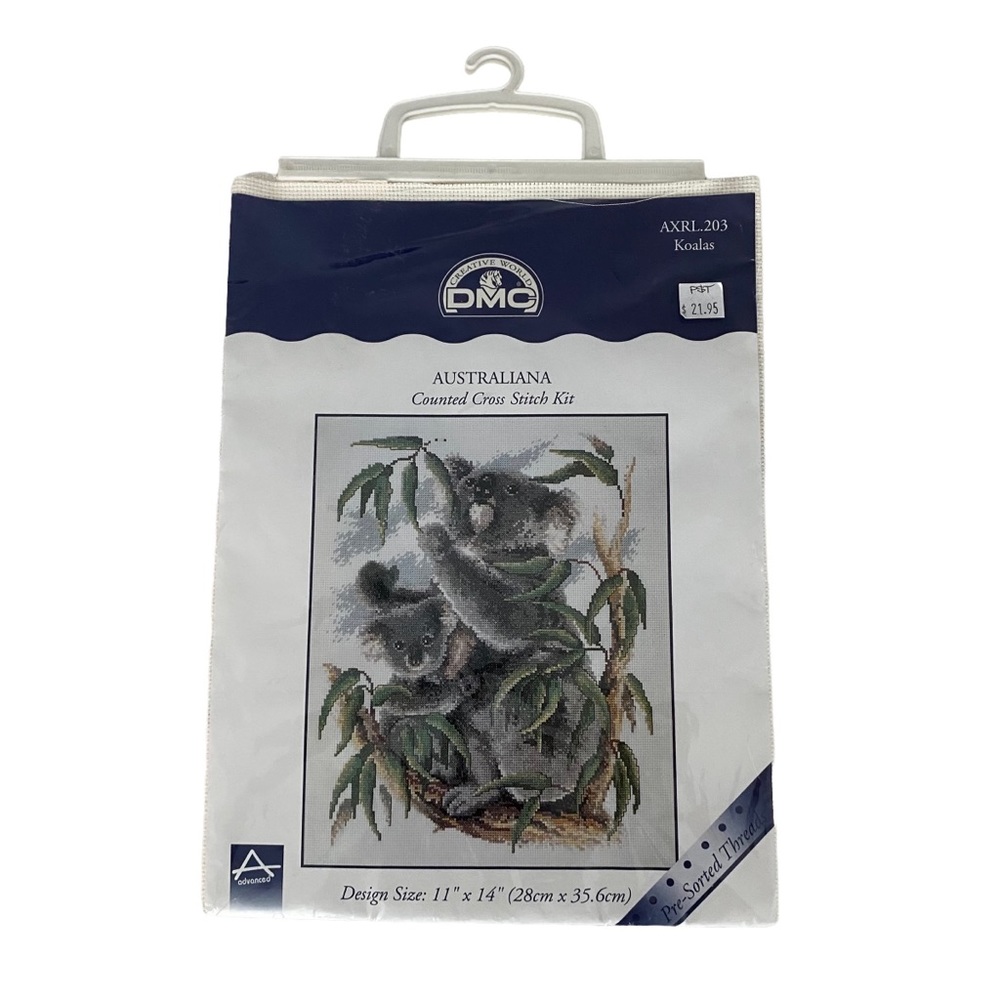 Koalas Australiana DMC Cross Stitch Kit Two Koalas with Leaves Branches